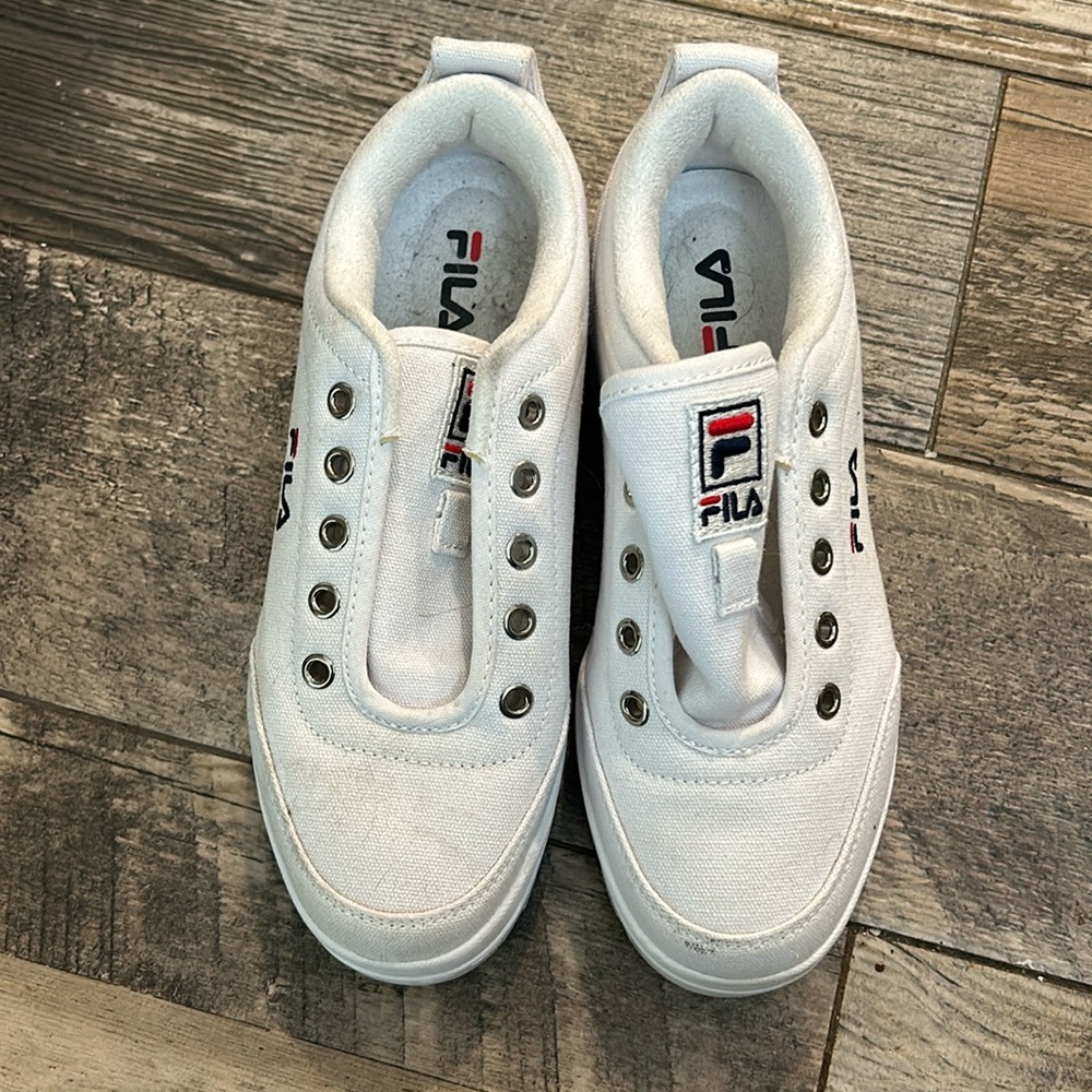 Fila canvas athletic shoe with chunky heel